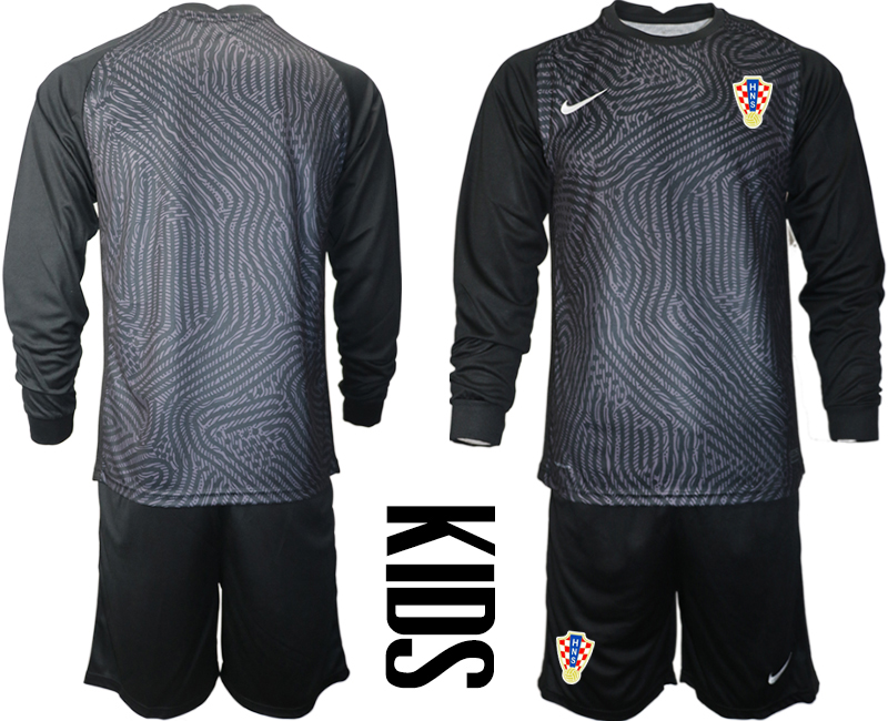 Youth 2021 European Cup Croatia black Long sleeve goalkeeper Soccer Jersey